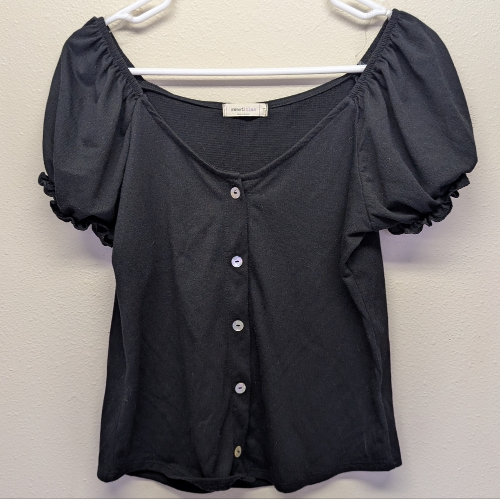 American Eagle Outfitters Black Puff Sleeve Blouse